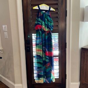Maxi dress, Blue Green, Red and Yellows